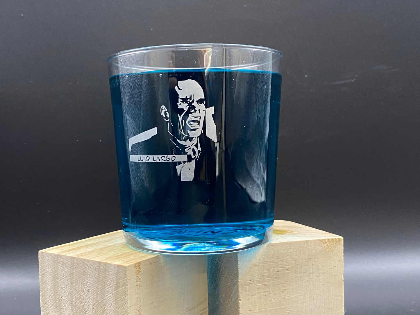 Pop Culture Glass/ Repo! Drinking Glass/Luigi Largo/ Repo! Whiskey Glass/ Repo! Fan Art/ Repo-Man Art/ Repo! The Genetic Opera/ barware