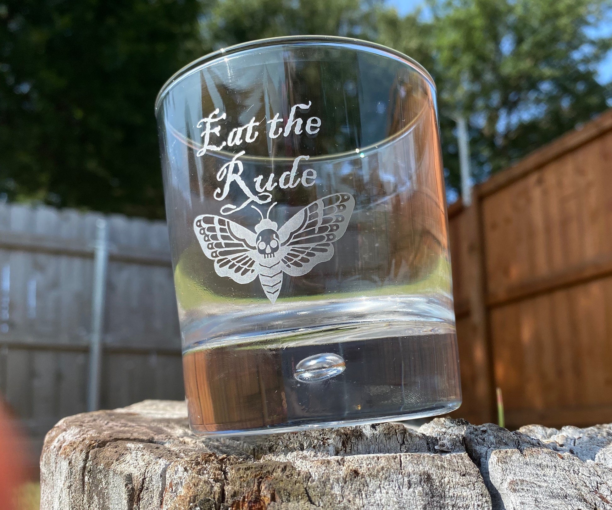 Eat the Rude drinking glass/ Hannibal Lecter inspired drinking glass/ Hannibal Lecter cocktail glass/ Eat the Rude highball glass/ Custom