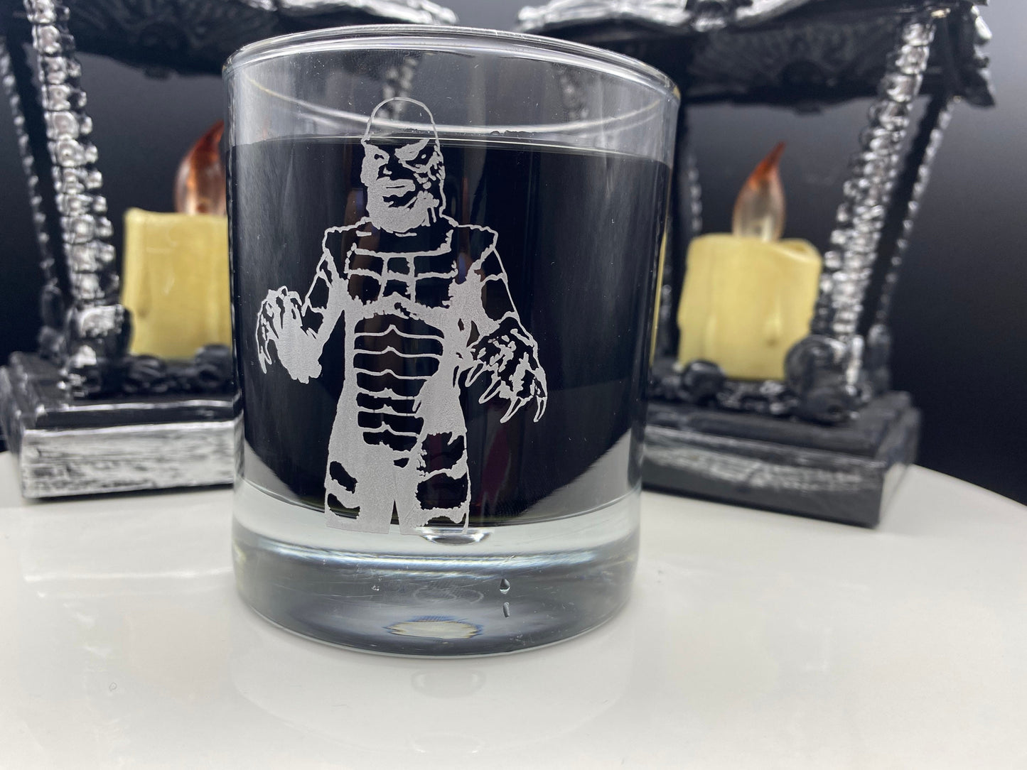 Creature from the Black Lagoon drinking glass/ Creature Fan Art/ Creature Cocktail Glass/ Creature Highball Glass/ Custom Drink ware