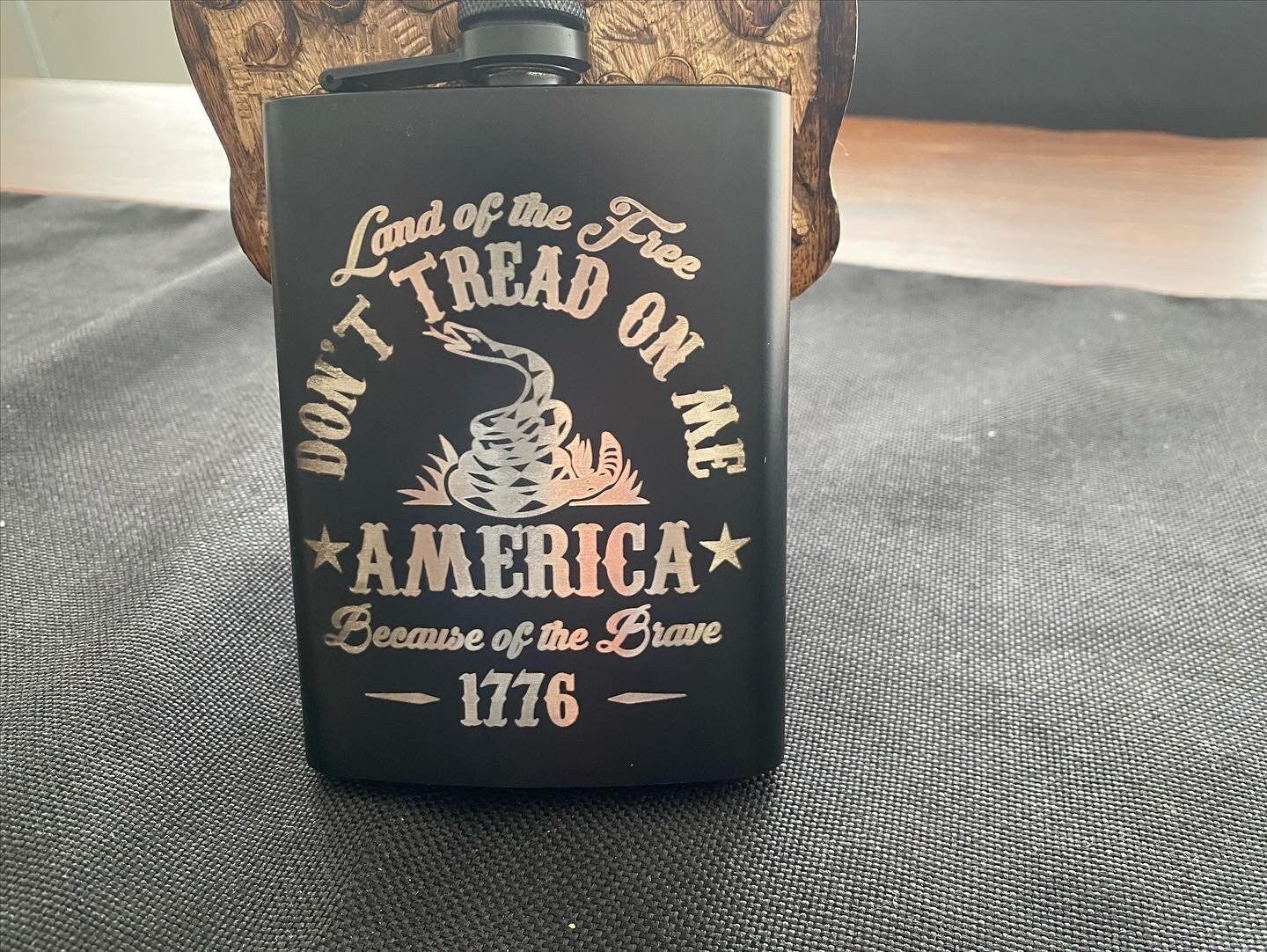 1776 Flask/ Personalized Flask/ Novelty Flask/ Alcohol Flask/ Custom Flask/ Black Hip Flask/ Laser Engraved Flask/8 oz Flask