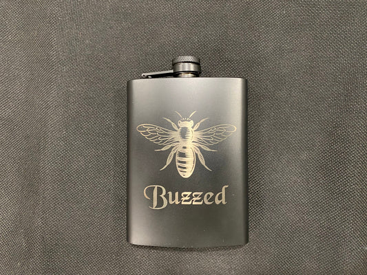 Buzzed Flask/ Humor Flask/ Personalized Flask/ Novelty Flask/ Alcohol Flask/ Custom Flask/ Black Hip Flask/ Laser Engraved Flask/8 oz Flask