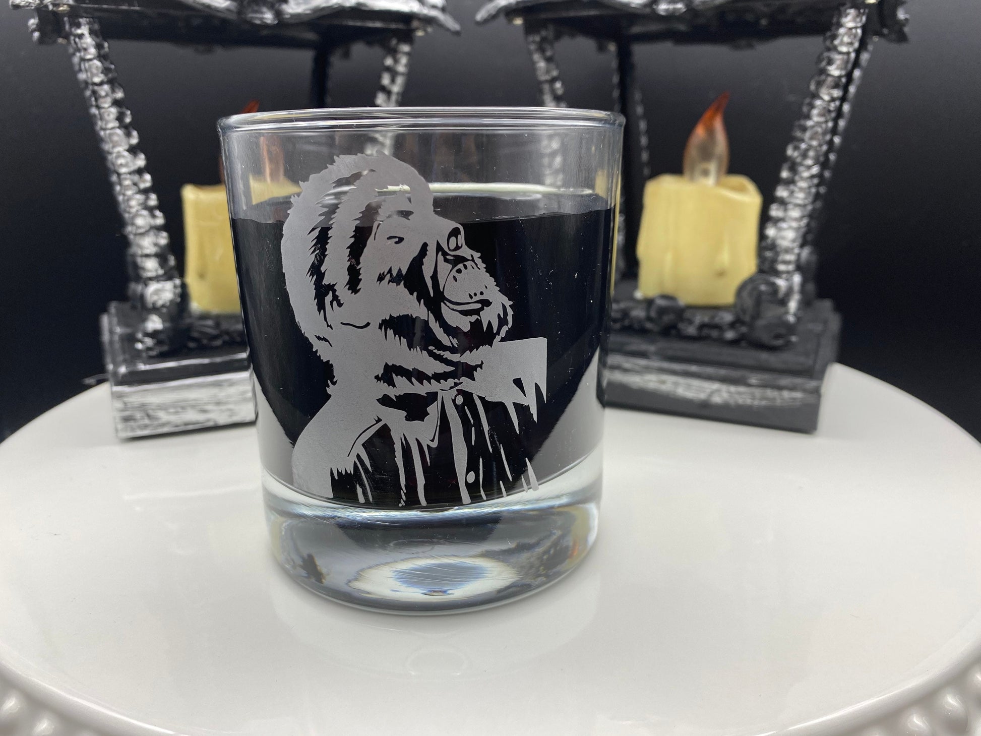 The Wolf Man Drinking Glass/ Wolf Man Cocktail Glass/ Wolf Man Highball Glass/ Universal Monsters/ Classic Monsters/ Wolf Man