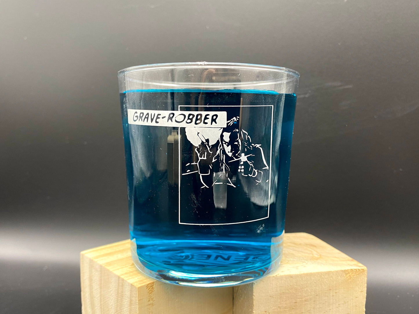 Pop culture character set/ Repo drinking set/ Repo glass/ Graverobber glass/ glass etched drink set